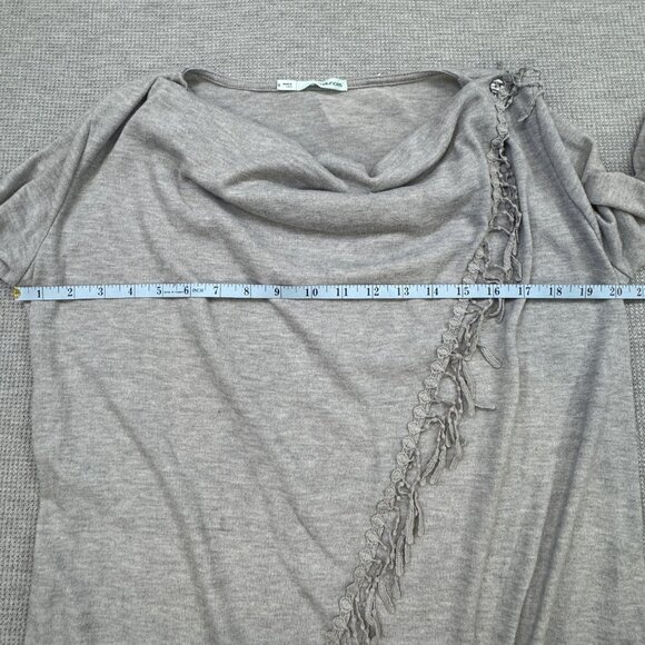 Maurices Womens Sz S Gray Wrap Top Cowl Neck Asymmetrical Fringe Long Sleeve NWT - Picture 11 of 14